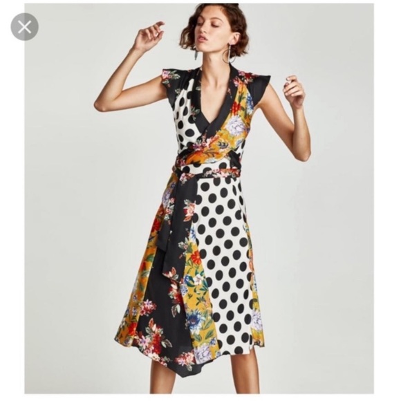 Zara Dresses & Skirts - Zara Polka Dot Patchwork Dress